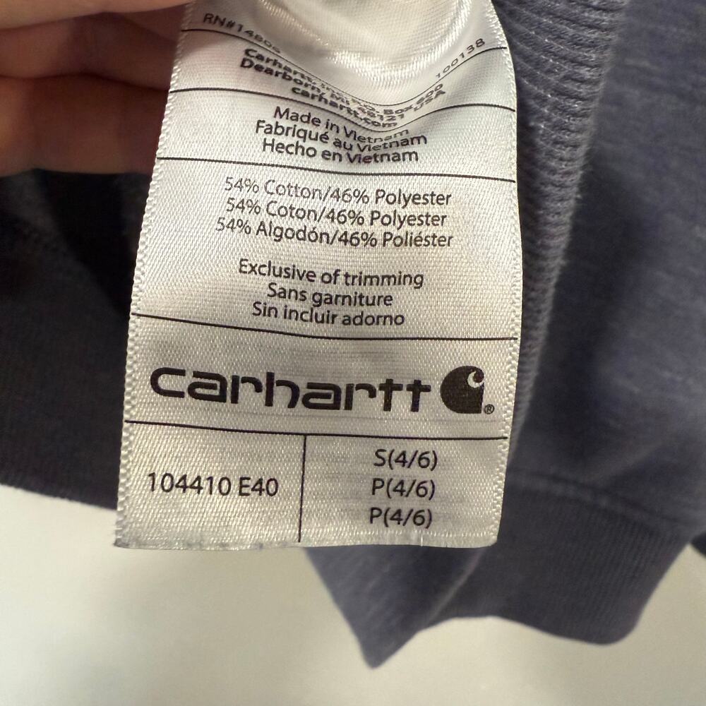 Carhartt Womens  Relaxed Fit Midweight Crewneck Block Logo Sweatshirt Blue Small - Picture 6 of 8